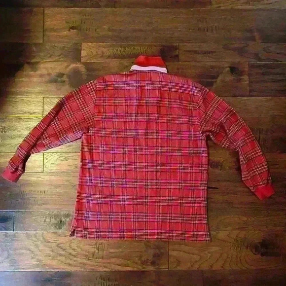 Roundtree & Yorke Men’s L Plaid Long Sleeve Polo Christmas Preppy Holiday Red - Picture 9 of 16